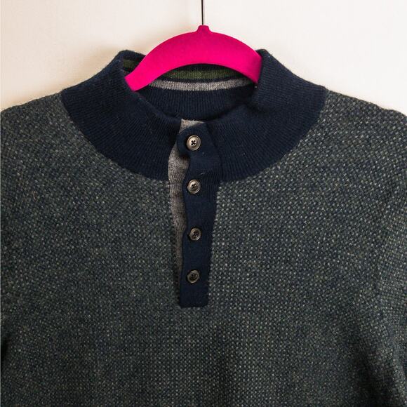 Men’s Wool Henley Sweater LT Blue Stretch Soft Casual Layering | Jos. A. Bank - Picture 2 of 9